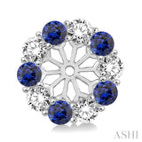 2.65 MM Round Cut Sapphire and 3/4 Ctw Round Cut Diamond Precious Earrings Jacket in 14K White Gold