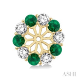 2.30 MM Round Cut Emerald and 1/2 Ctw Round Cut Diamond Precious Earrings Jacket in 14K Yellow Gold