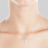 3/4 Ctw Round Cut Diamond Cross Pendant in 14K White Gold with Chain