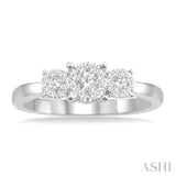 1/3 ctw Triple Circular Head Lovebright Round Cut Diamond Ring in 14K White Gold