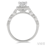 1/2 ctw Princess and Round Cut Diamond Ladies Engagement Ring with 1/3 Ct Princess Cut Center Stone in 14K White Gold