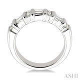 1 Ctw Baguette and Round Cut Diamond Fashion Band in 14K White Gold