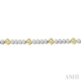 1 1/2 Ctw Round & Diamond Mount Round Cut Diamond Bracelet in 14K White and Yellow Gold