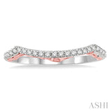 1/5 ctw Arched Center Round Cut Diamond Wedding Band in 14K White and Rose Gold