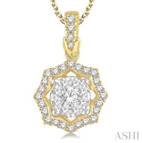 1/3 ctw Star Lattice Lovebright Round Cut Diamond Pendant With Chain in 14K Yellow and White Gold