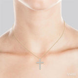 2 Ctw Round Cut Diamond Cross Pendant in 14K Yellow Gold with Chain