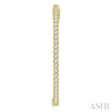 1 ctw Inside-Out Round Cut Diamond Oval Shape Hoop Earrings in 14K Yellow Gold