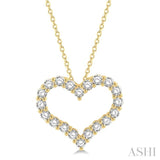 1 1/2 ctw Heart Shape Round Cut Diamond Pendant With Chain in 14K Yellow Gold
