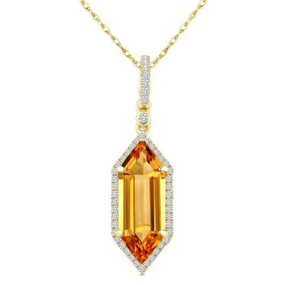 Citrine & Diamond Geometric Pendant