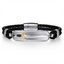 Garnet Sterling Silver & Leather Men's Bracelet
