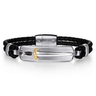 Garnet Sterling Silver & Leather Men's Bracelet
