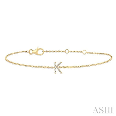 Block 'K' Initial Diamond Chain Bracelet