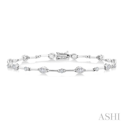 Oval Shape Bezel Set Diamond Bracelet