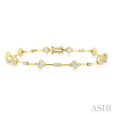Princess Shape Bezel Set Diamond Bracelet