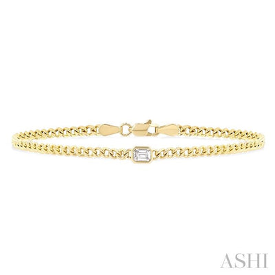Emerald Shape Curb Diamond Fashion Bracelet