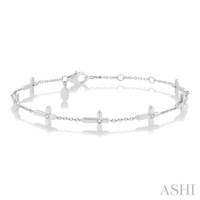 Cross Petite Diamond Fashion Station Chain Bracelet