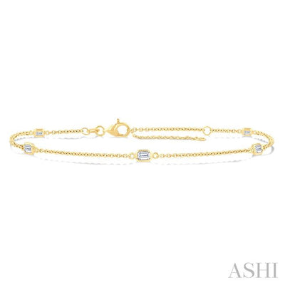 Emerald Shape Station Diamond Chain Bracelet