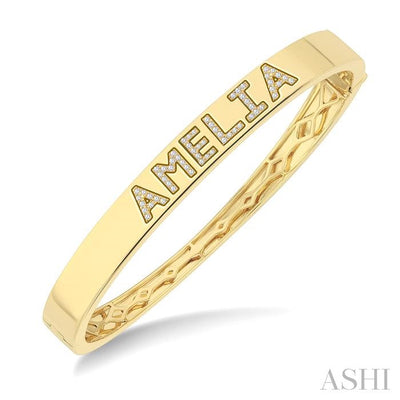 Block 'AMELIA' Diamond Name Bangle
