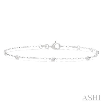 Round Shape Paperclip Diamond Station Chain Bracelet