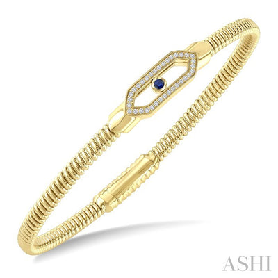 Hexagon Shape Gemstone & Diamond Fashion Flex Bangle