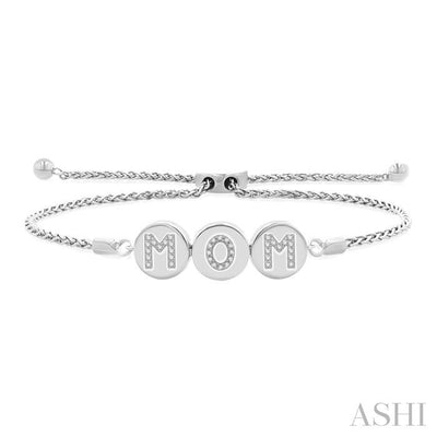 Block 'MOM' Diamond Disc Lariat Bracelet