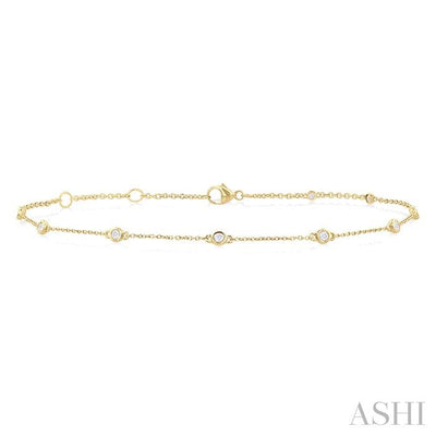Bezel Set Diamond Station Chain Anklet
