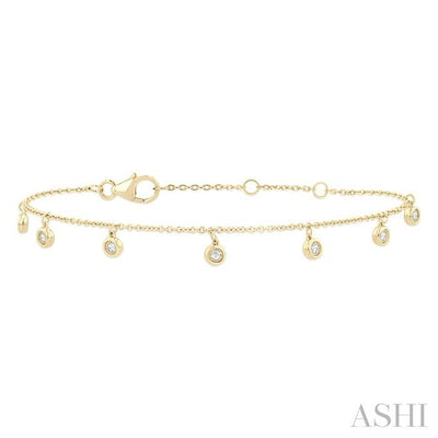Bezel Set Diamond Station Chain Bracelet
