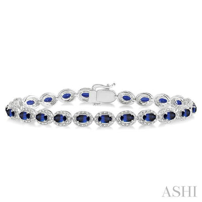 Oval Shape Gemstone & Halo Diamond Bracelet