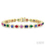 Mixed Shape Gemstone & Halo Diamond Bracelet