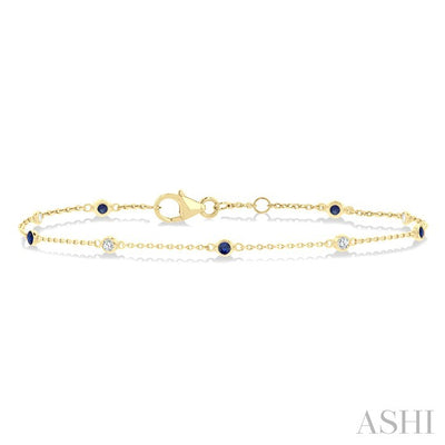Alternate Gemstone & Diamond Station Chain Bracelet