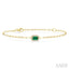 Emerald Shape Paperclip Gemstone & Halo Diamond Chain Bracelet