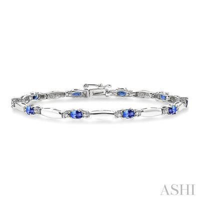 Oval Shape Gemstone & Diamond Bracelet
