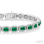 Emerald Shape Gemstone & Halo Diamond Bracelet