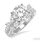 1 Ctw Diamond Semi-Mount Engagement Ring in 14K White Gold