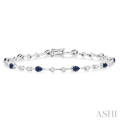 Pear Shape Gemstone & Diamond Bracelet