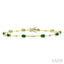 Oval Shape Bar Link Gemstone & Diamond Bracelet