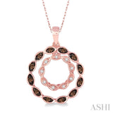 1/8 ctw White and Champagne Brown Diamond Pendant in 14K Rose Gold with Chain