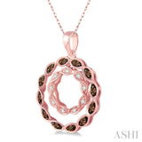 1/8 ctw White and Champagne Brown Diamond Pendant in 14K Rose Gold with Chain