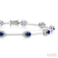 Oval Shape Gemstone Halo Diamond Bar Bracelet