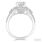 1 Ctw Diamond Semi-mount Engagement Ring in 14K White Gold