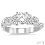 1/3 Ctw Round Diamond Semi-Mount Engagement Ring in 14K White Gold