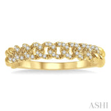 1/6 Ctw Round Cut Diamond Curb & Cuban Fashion Band in 14K Yellow Gold