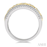 3/8 ctw Lattice Two Tone Round Cut Diamond Fashion Ring in 14K White and Yellow Gold