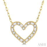 1/4 Ctw Heart Charm Baguette and Round Cut Diamond Pendant in 14K Yeliow Gold