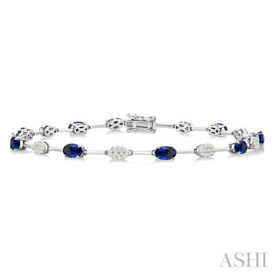Oval Shape Gemstone & Lovebright Diamond Fashion Bracelet