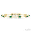 Emerald Shape Gemstone Halo Diamond Bracelet