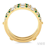 1/3 ctw Baguette and Round Cut Diamond & 1.50MM Emerald Insert Precious Ring in 14K Yellow Gold