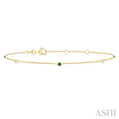 Alternate Gemstone & Diamond Station Chain Bracelet