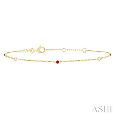 Alternate Gemstone & Diamond Station Chain Bracelet