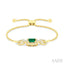 Emerald Shape Gemstone & Diamond Lariat Bracelet